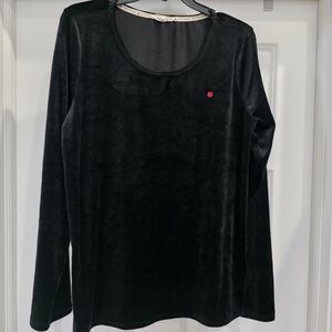 Lucky Brand Black Long Sleeve Top with Red Accent